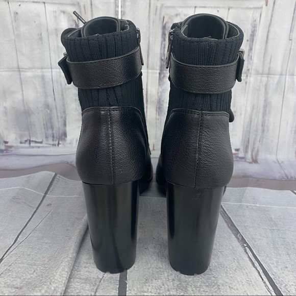 Antonio Melani Size 7.5M 7.5 Black Leather Lace Up Chunky Ankle Booties Zip - Picture 6 of 15